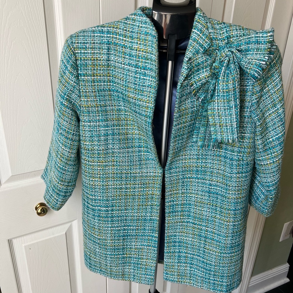 Chic Turquoise Tweed Women's Blazer